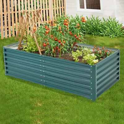 Garden Metal Raised Vegetable Planter Outdoor Flower Trough Herb Grow Bed Box • £59.99