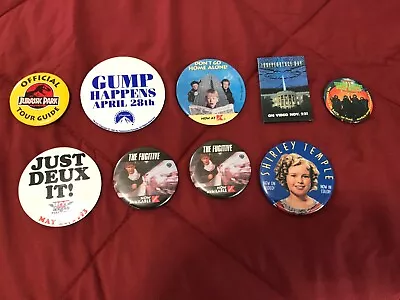 Lot Of (9) Pinback Button Movie Promo Buttons.  Most Are From K-Mart Electronics • $0.99
