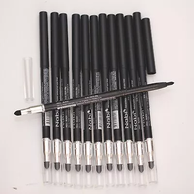 12 Pcs NABI Retractable Waterproof Eye Liner Pencil With Sponge PE01 BLACK   • $24