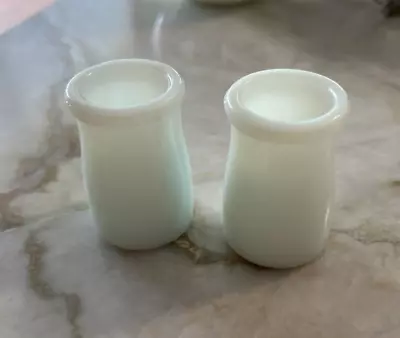 2 Vtg Milk Glass Mini Individual Restaurant Creamers - 2.25 H - Blue Hue • $12.95