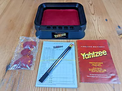 Yahtzee Deluxe Edition Game Dice Rolling Board Tray Score Pad Chips Manual • $32.99