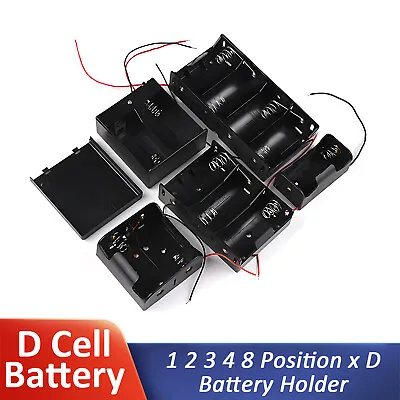 D Battery 1 2 3 4 8 Position Cell Case Box Battery Holder For With Wire/Switch • £1.68