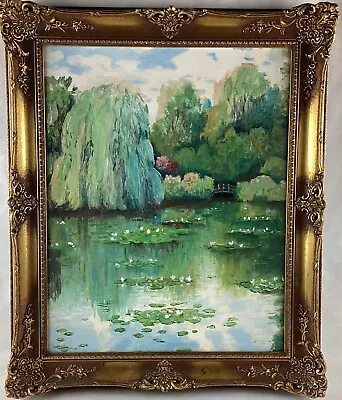 Oil Impressionist Claude Monet's Garden With Water Lilies IN Magnificent Frame • $286.96