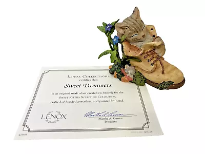 Lenox 2004 Sweet Dreamers Sleeping Cat In A Boot & Mouse With Certificate • $25