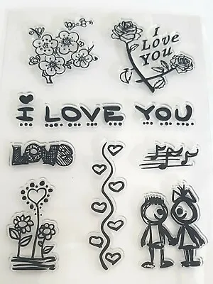 I Love You Clear Stamps-valentines Day-cartoon-transparent Stamp Heart-flowers • £8