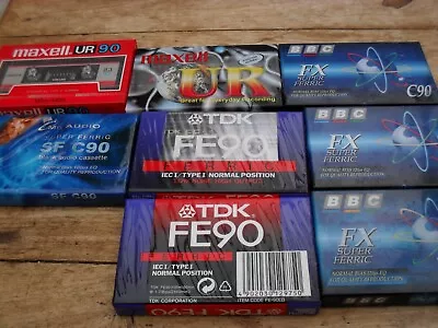 8 X  New Cassette Tapes BBC FX C90  TDK FE90 Maxell  Sealed Packs • £6.50