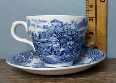 Vintage Olde Staffordshire English Village Salem China Cup & Saucer Set Blue  • $13.95