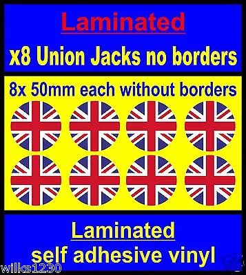 Laminated 8x British Union Jack Flag Decals England Gb Car Van Vw Truck Bike Bus • $5.85