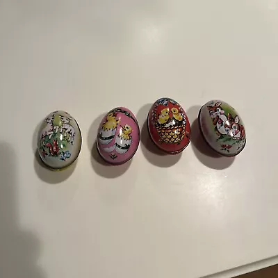 Lot Of 4 2  Vintage Boyer Tin Litho Metal Easter Eggs-Bunnies/Sheep/Chicks • $24