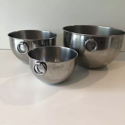 SET OF 3 Vintage 1801 REVERE WARE Stainless Steel Mixing Bowls 0-Ring Dbl Ring • $44.99