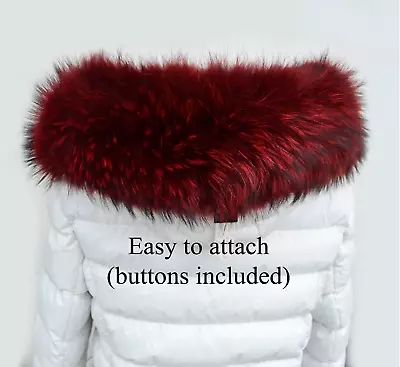 Extra Large Real Raccoon Fur Trim Scarf For Hood Whole Skin Fox Fur Collar Red • $89