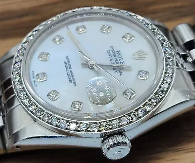 Rolex Mens Datejust 36mm Diamond MOP Dial & Diamond Bezel Watch W/Appraisal  • $5149.98