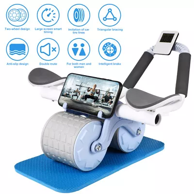 Abdominal Wheel Automatic Rebound Elbow Support Timer Fitness AB Roller Train • £8.99