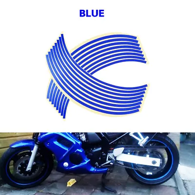 Reflective Rim Stripe Wheel Tape Decal Sticker Blue Fit For Yamaha YZF R1 R6 FZ1 • £5.99