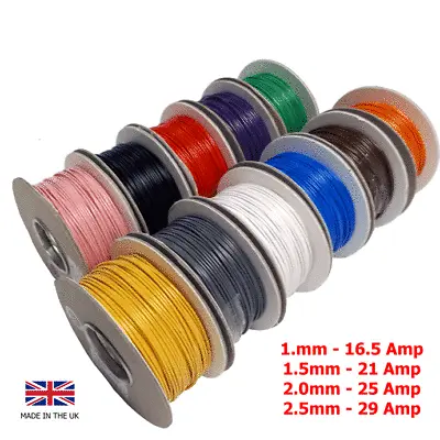 AUTO CABLE THINWALL AUTOMOTIVE WIRE CAR MARINE CAMPERVAN  1mm 1.5mm 2mm 2.5mm • £6.97