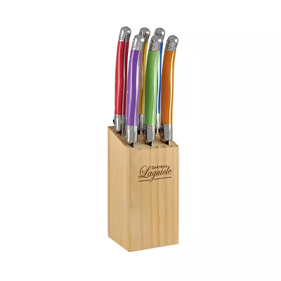 7pc Chateau Laguiole Stainless Steel Steak Knife Set W/Block Cutlery Multicolour • $49