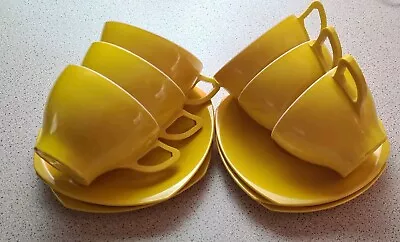 Vintage Argosy Ware Melmex Melamine Set 6 Yellow Cups & Saucers Camper Van. • £20