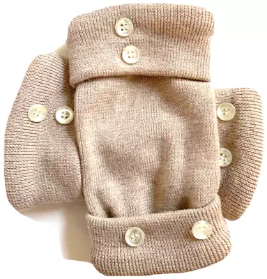 $33.49 • Buy Fingerless Gloves Camel Tan Brown 100% Merino Wool M - L Medium - Large Mittens