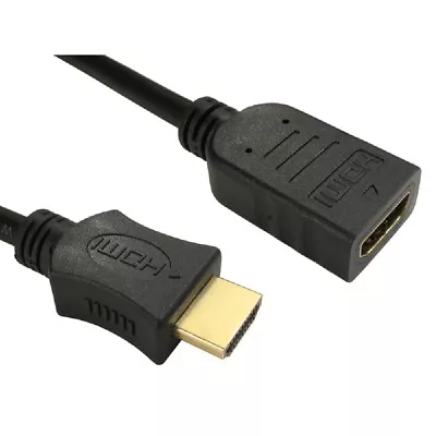 5m Long HDMI EXTENSION Cable Male To Female 3D UHD TV High Speed BLACK Lead • £6.69