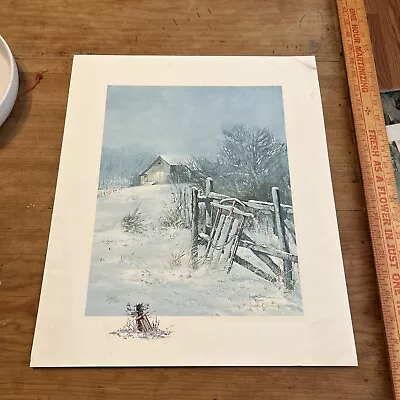 Joseph Orr Vintage Rare Wintertime Cabin 1986 Signed Print 18” X 15” • $9.95
