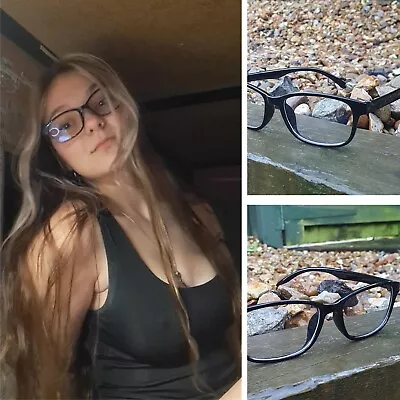 Hot Fashion Mens Womens Clear Lens Fake Glasses Eyewear Unisex Black Frame • £5.06