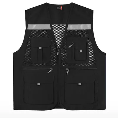 Mens Mesh Multi Pocket Vest Utility Fishing Hiking Hunting Vests US S~XL 453  • $25.82