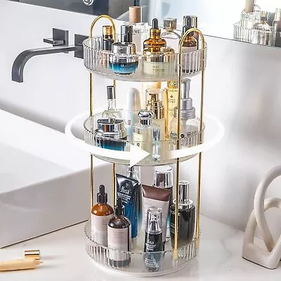 3 Tier Makeup Organiser Rotating Skincare Organizers Cosmetic Storage Rack UK • £14.95