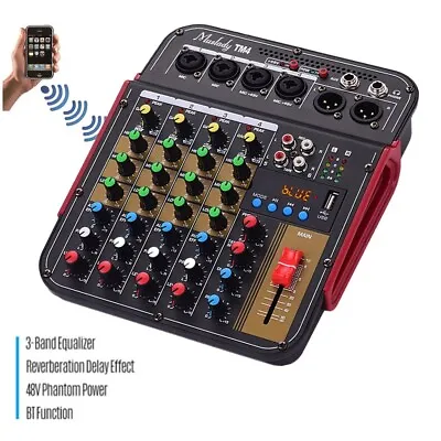 4 Channel Audio Mixer BT USB Mixing Console 3-Band EQ For Karaoke Live Podcast • $52.99