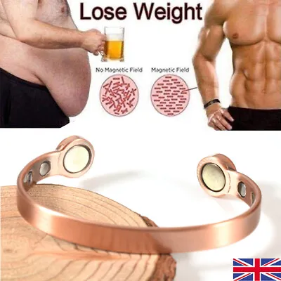 £7.89 • Buy Mens Pure Copper Magnetic Healing Pain Relief Large Heavyweight Bracelet Gift Uk