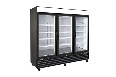 Kool-It KGF-72DV Glass Triple Door Reach-In Freezer Black 3-Door Merchandiser • $8551.07