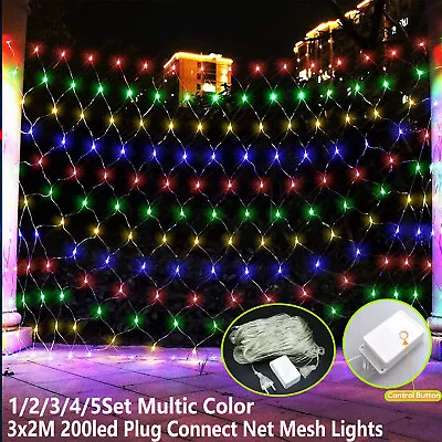 9.8ftx6.6ft 200 LED Net Mesh Christmas Fairy String Lights Party Outdoor Decor • $67.98