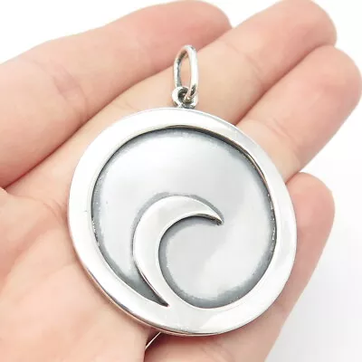 925 Sterling Silver Vintage Crescent Moon Pendant • $104.95