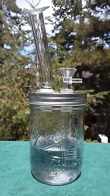    Icy  Mason Jar Bong! With Glass Mouthpiece! FREE LED Light! 16 Oz.Glass Lung • $34