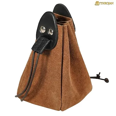 Medieval Leather Belt Pouch Jewelry Coin Purse Waist Bag Black And Brown 6 Inch • $14.99