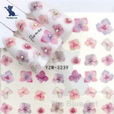 Nail Art Water Decals Transfers Stickers Spring Summer Flowers  • £1.75