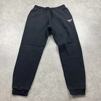 Mens Reebok Black Cuffed Bottom Elasticated Sweat Pants Joggers M • £20