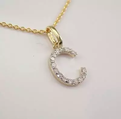 14K Yellow Gold Plated 1.50Ct Round Cut Lab-Created Diamond C Initial Pendant • $69.99