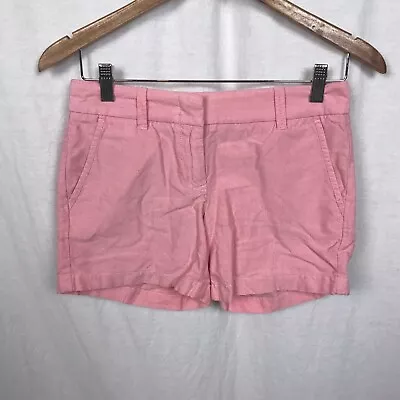 J Crew Women's Flat Front Chino Shorts 100% Cotton Solid Pink Casual Size 00 • $17.95