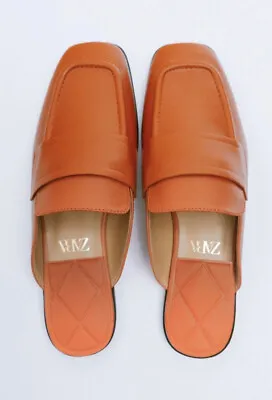 $79 • Buy New ZARA Orange Slippers MULES Shoes Size 10