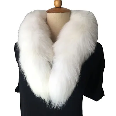White Real Genuine Fox Fur Scarf Collar Neck Warmer -White Fox Fur Tail Keychain • $12