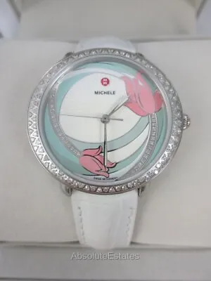 NEW Michele Ltd Ed Serein Mid 16 Diamond Tulip Watch Alligator Bd. MW21B01A1990 • $1092.49