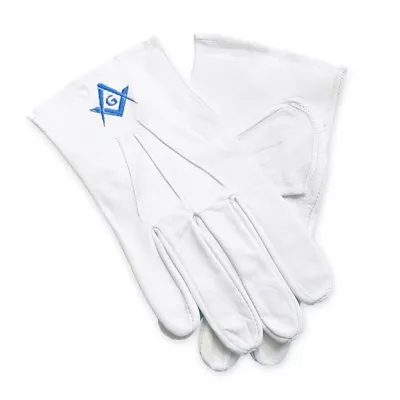 White 100% Soft Leather Masonic Gloves With Sq & Compass G • $37.87