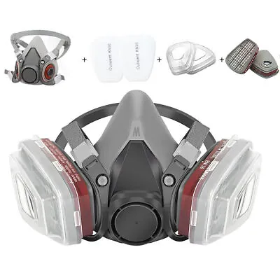 6200 Half Face Gas Mask Chemical Paint Spray Vapor Respirator Gas Reusable • £9.99