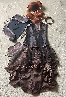 Steampunk Renaissance Fair Medieval Corset Skirt Belt Outfit Costume With Wig • $89.99