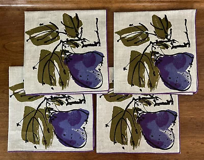 Vintage Vera Bradley Purple Plum/Leaves Fabric Napkins Set Of 4 New • $29.99