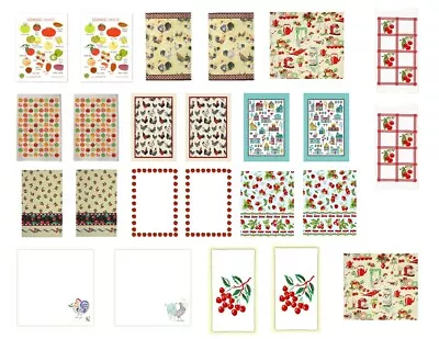 Dollhouse Miniature Computer Printed Fabric Shabby Chic Kitchen Dish Towels 1:12 • $7.49