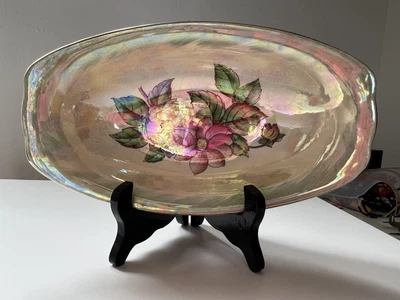 £11.99 • Buy Large Vintage Maling England Lustre Ware Dahlia Fruit Bowl Dish Plate Tray VGC