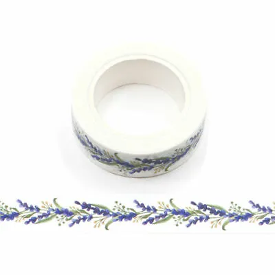 Purple Lavender Floral Flower Washi Tape 15mm X 10 Meters • £3.74
