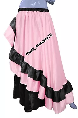 Light Pink Belly Dance Women Satin Pleated Skirt Half Circle Steampunk Skirt S57 • $42.27