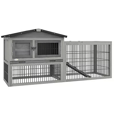 Pawhut Rabbit Hutch Pet House Outdoor Run Design W/ Water-Resistant Paint Ramp • £92.99